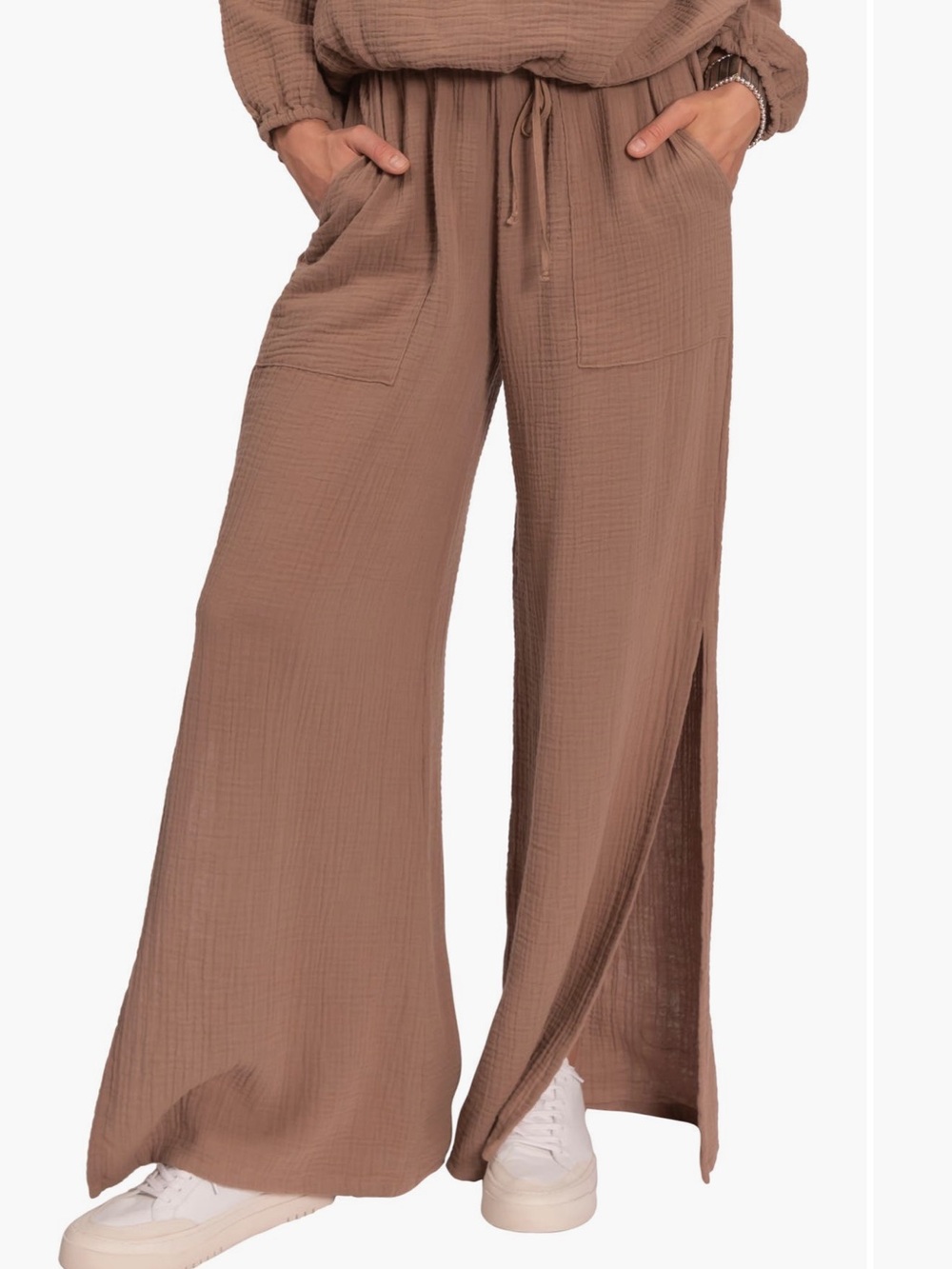 Everyday Ritual Riley Cotton Gauze Split Hem Pants